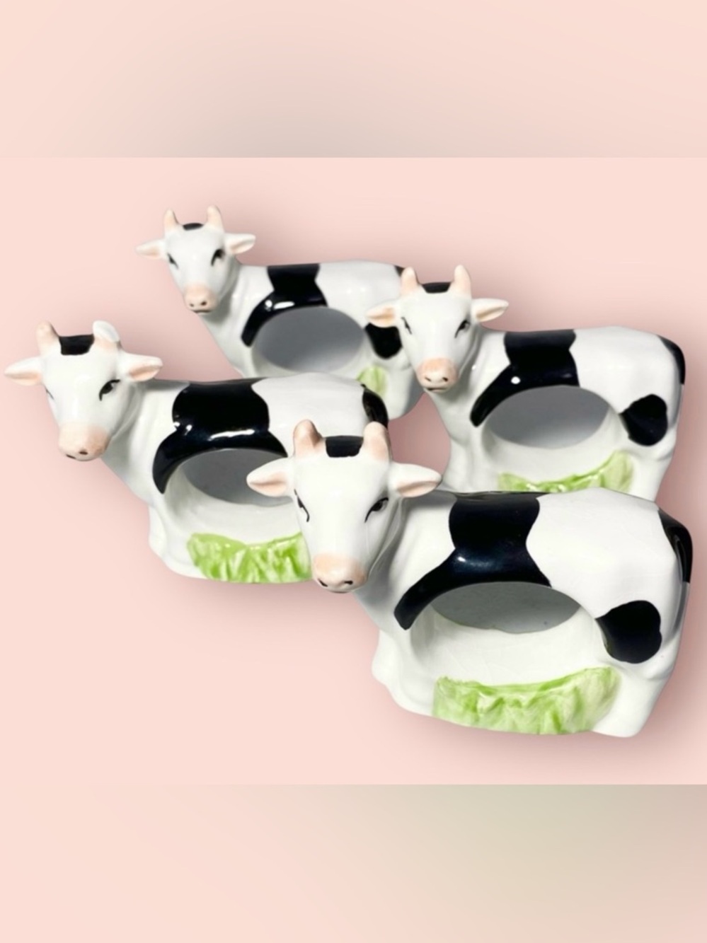 3/$10 Kemp & Beatley Napkin Holders x4 Dairy Cows Ceramic